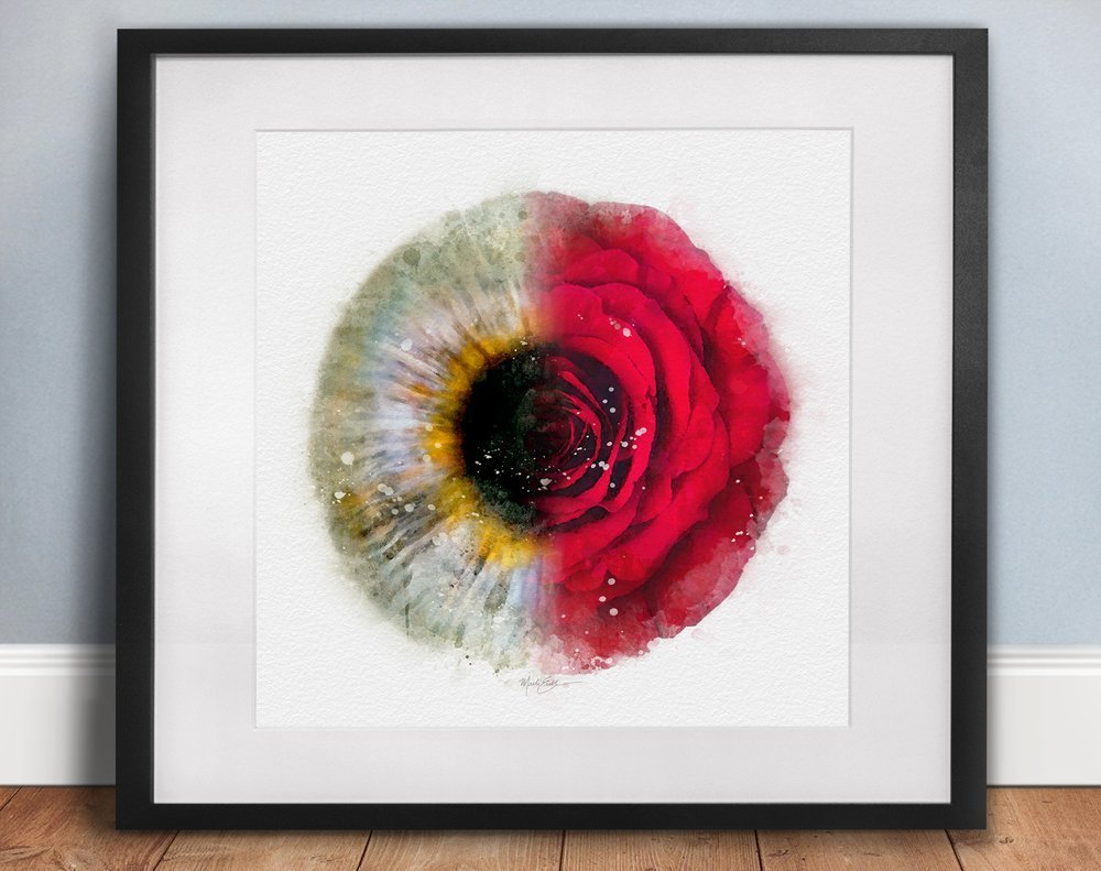 Rose and iris watercolor art print