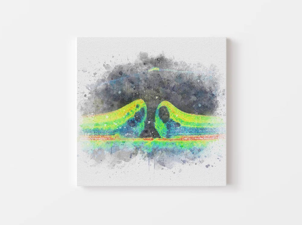 OCT scan art prints watercolor style art collection, all 4 prints for 20% off oct scan art OCT art ophthalmologist gifts