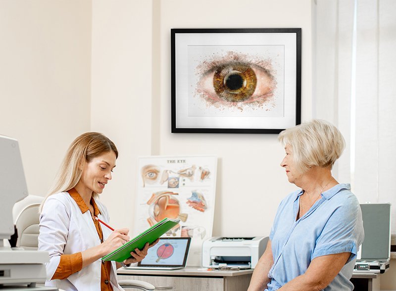 Iris fixated intraocular lens art print - 093 iris fixed iol Eye surgeon IOL art