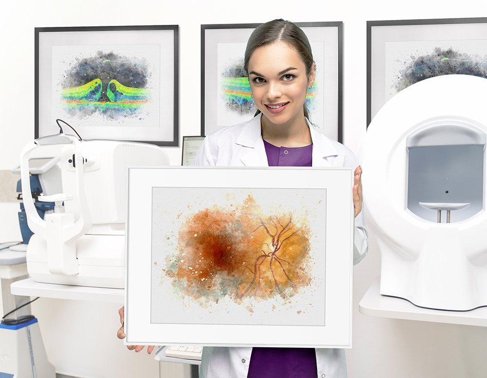Retina consult room decor set of three art prints shipped together retina consult room decor Optometry exam room decor